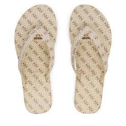 Japonki Guess. Brązowe klapki Guess, z aplikacjami, bez obcasa. Za 245.99 zł.