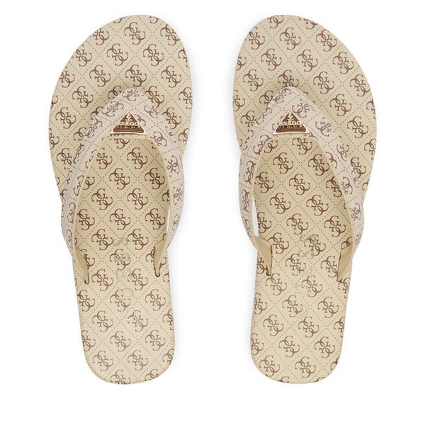 Japonki Guess. Brązowe klapki Guess, z aplikacjami, bez obcasa. Za 245.99 zł.