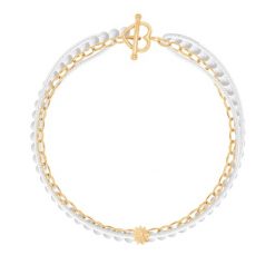 Bransoletka z naturalnych kamieni z pozłacaną Flowers Etincelle. Białe bransoletki Lilou, pozłacane. Za 225.40 zł.