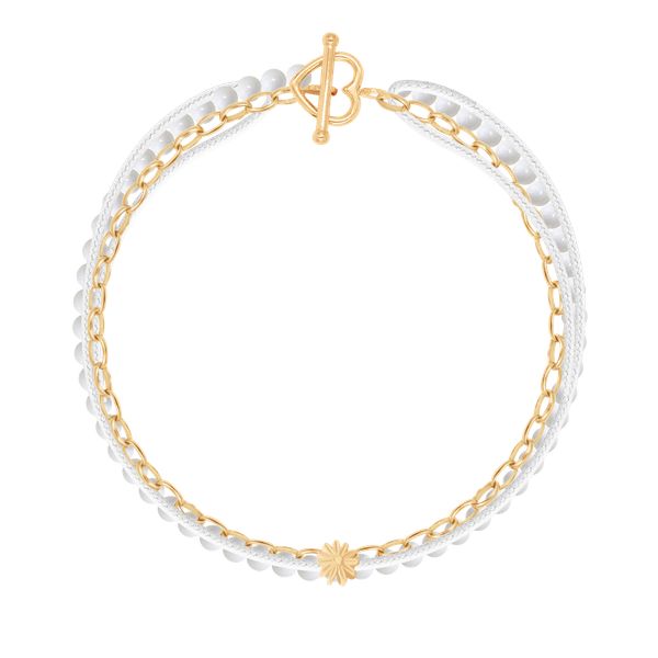 Bransoletka z naturalnych kamieni z pozłacaną Flowers Etincelle. Białe bransoletki Lilou, pozłacane. Za 225.40 zł.