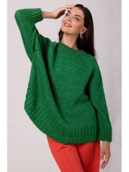 Be Wear Sweter w kolorze zielonym rozmiar: onesize. Zielone swetry Be Wear, bez wzorów, z wełny, bez ramiączek. Za 214.95 zł.