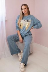 Komplet bawełniany dekatyzowany Angel bluza + spodnie jeansowy. Bluzy Włoski, l, bez wzorów, z bawełny, bez kaptura. Za 539.47 zł.
