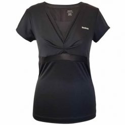 Koszulka treningowa damska Reebok K28901. Czarne bluzki Reebok, s, bez wzorów, z poliesteru, sportowe, bez kołnierzyka, bez ramiączek. Za 117.00 zł.