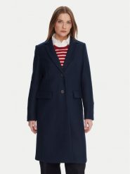 Tommy Hilfiger Płaszcz wełniany WW0WW46547 Granatowy Regular Fit. Niebieskie płaszcze TOMMY HILFIGER, na zimę, bez wzorów, z wełny, bez kaptura. Za 1,499.00 zł.