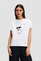 KARL LAGERFELD Biały damski t-shirt Ikon Aquarelle C Loose, Rozmiar M. Białe t-shirty KARL LAGERFELD, m, bez wzorów, bez kołnierzyka, bez ramiączek. W wyprzedaży za 239.99 zł.