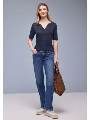 Street One Koszulka w kolorze granatowym rozmiar: 34. Niebieskie bluzki Street One, bez wzorów, street, bez kołnierzyka, bez ramiączek. Za 84.21 zł.