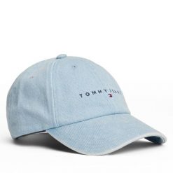 Czapka z daszkiem Tommy Jeans. Niebieskie czapki Tommy Jeans, bez wzorów, z denimu. Za 149.99 zł.