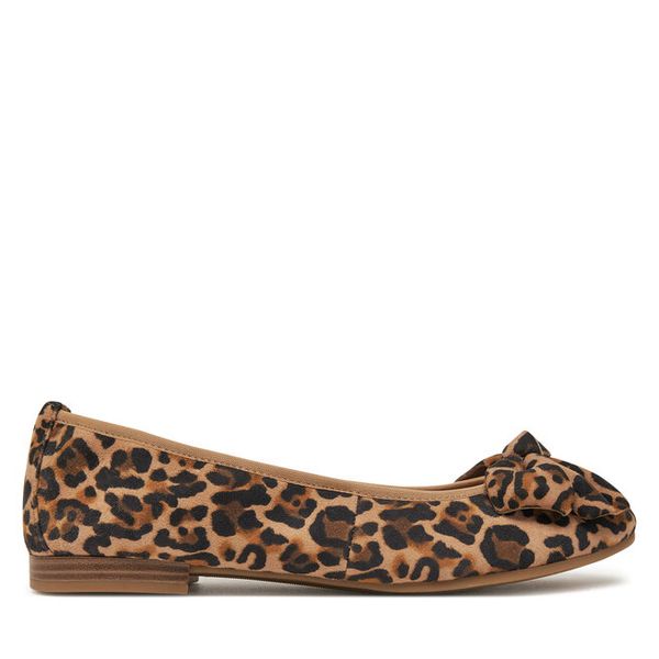 Baleriny Tamaris. Brązowe baleriny Tamaris, bez wzorów, bez obcasa. Za 299.99 zł.