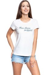 MUSTANG T SHIRT DAMSKI Alina C Print Cloud Dancer 1008937 2020. T-shirty Mustang, s, bez wzorów, bez kołnierzyka, bez ramiączek. W wyprzedaży za 39.99 zł.