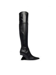 KARL LAGERFELD Kozaki Waverly KL34690 Czarny. Czarne kozaki KARL LAGERFELD, ze skóry, bez obcasa, na koturnie, bez zapięcia. Za 1,279.00 zł.