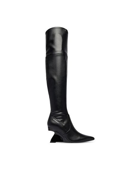 KARL LAGERFELD Kozaki Waverly KL34690 Czarny. Czarne kozaki KARL LAGERFELD, ze skóry, bez obcasa, na koturnie, bez zapięcia. Za 1,279.00 zł.