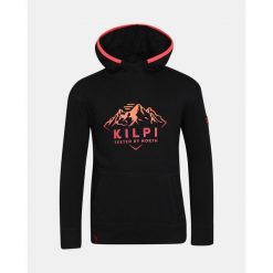 Felpa con cappuccio in cotone da ragazza Kilpi NORTHEN-JG. Czarne swetry Kilpi, bez wzorów, bez ramiączek. Za 267.13 zł.