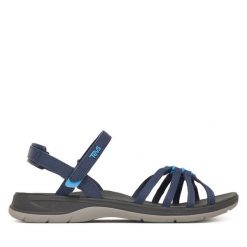 Sandały Teva. Niebieskie sandały Teva, bez wzorów, bez obcasa, na płaskiej podeszwie, bez zapięcia. Za 399.99 zł.