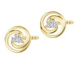 Kolczyki z żółtego złota z diamentami - koła - 0,01 ct - próba 375. Żółte kolczyki Apart, z diamentem, złote. Za 1,049.00 zł.