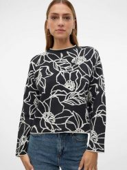 Vero Moda Sweter "New" w kolorze czarnym rozmiar: S. Czarne swetry Vero Moda, s, bez wzorów, ze splotem, bez ramiączek. Za 99.45 zł.