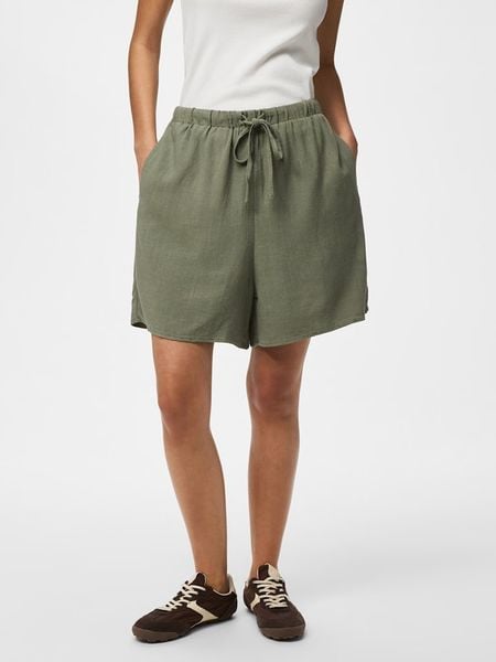 Pieces Szorty "Pcvinsty" w kolorze khaki rozmiar: XS. Brązowe szorty Pieces, bez wzorów. Za 90.95 zł.