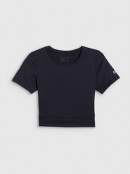 4F Crop top treningowy damski 4F x Anna Lewandowska - czarny S. Czarne topy 4f, l, bez wzorów, z materiału, bez kołnierzyka, bez ramiączek. Za 99.99 zł.
