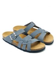 Mandel Skórzane klapki "Alvaro" w kolorze błękitnym rozmiar: 40. Niebieskie klapki Mandel, bez wzorów, z nubiku, z otwartym noskiem, bez obcasa. Za 130.99 zł.