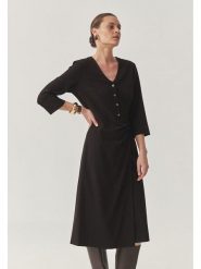 TATUUM Sukienka w kolorze ciemnobrązowym rozmiar: 38. Brązowe sukienki Tatuum, bez wzorów, bez kołnierzyka, bez ramiączek, midi. Za 226.24 zł.