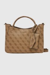 GUESS Beżowa torebka damska Brenton. Brązowe torby na ramię Guess, z aplikacjami, ze skóry ekologicznej, duże, bez dodatków. W wyprzedaży za 487.99 zł.