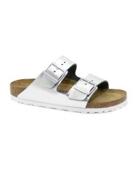 Klapki damskie Birkenstock Arizona. Szare klapki Birkenstock, bez wzorów, z materiału, bez obcasa. Za 691.00 zł.