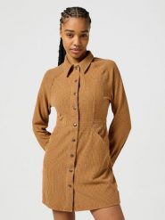 WRANGLER DAMSKA SUKIENKA WRANGLER SLIM FIT DRESS MADDER BROWN 112356780. Brązowe sukienki Wrangler, l, bez wzorów, bez kołnierzyka, bez ramiączek. Za 189.99 zł.