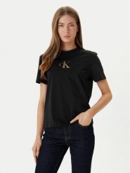 Calvin Klein Jeans T-Shirt Classic Foil LV047E804G Czarny Regular Fit. Czarne t-shirty Calvin Klein Jeans, xs, bez wzorów, z bawełny, bez kołnierzyka, bez ramiączek. Za 109.99 zł.