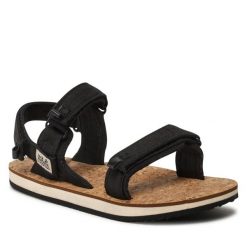 Sandały Jack Wolfskin. Czarne sandały Jack Wolfskin, bez wzorów, bez obcasa, na płaskiej podeszwie, bez zapięcia. Za 249.99 zł.