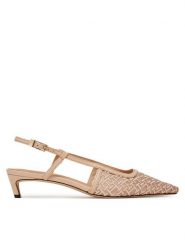 Tommy Hilfiger Sandały Mono Squared Toe Kitten Slingb FW0FW08746 Beżowy. Brązowe sandały TOMMY HILFIGER, bez wzorów, z materiału, bez obcasa, na szpilce, bez zapięcia. Za 659.99 zł.