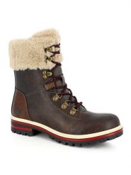 Kimberfeel Botki zimowe "Thea" w kolorze ciemnobrązowym rozmiar: 37. Brązowe botki Kimberfeel, na zimę, bez wzorów, z materiału, bez obcasa, bez zapięcia. Za 339.99 zł.