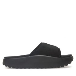 Klapki Tommy Jeans. Czarne klapki Tommy Jeans, bez wzorów, z jeansu, bez obcasa. Za 199.99 zł.
