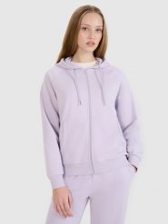 4F Bluza dresowa rozpinana z kapturem damska - fioletowa M. Fioletowe bluzy 4f, m, bez wzorów, z bawełny, z kapturem. W wyprzedaży za 149.99 zł.