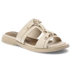 Klapki damskie Artiker, cholewka ze skóry naturalnej wsuwany fason z szerokimi paskami na płaskiej podeszwie, beżowe, 58C1629. Brązowe klapki Artiker, bez wzorów, ze skóry, bez obcasa, na płaskiej podeszwie. Za 199.00 zł.