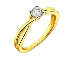 Pierścionek z żółtego złota z brylantem - 0,31 ct - próba 750. Żółte pierścionki Apart, z brylantem, złote. Za 8,690.00 zł.