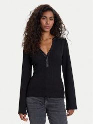 Guess Sweter W5BP15 K1162 Czarny Regular Fit. Czarne swetry Guess, xl, z aplikacjami, z syntetyku, bez ramiączek. Za 279.99 zł.