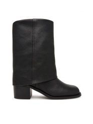 Aldo Botki Nolya 14183579 Czarny. Czarne botki Aldo, bez wzorów, ze skóry, bez obcasa, na słupku, bez zapięcia. Za 729.99 zł.