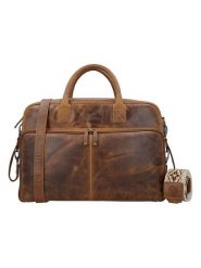 HIDE & STITCHES Skórzana torba podróżna w kolorze jasnobrązowym - 39 x 27 x 18 cm rozmiar: onesize. Brązowe torby na ramię HIDE & STITCHES, bez wzorów, z materiału, przez ramię, bez dodatków. Za 630.99 zł.