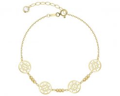 Złota bransoletka z cyrkonią - tarcze słoneczne. Żółte bransoletki Apart, z cyrkonią, złote. Za 839.00 zł.