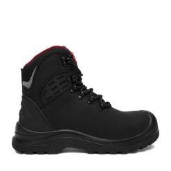 Trzewiki Hunter. Czarne botki Hunter, bez wzorów, bez obcasa, na płaskiej podeszwie, bez zapięcia. Za 279.99 zł.