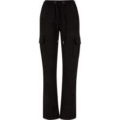 Spodnie Cargo Damskie Twill Z Wysokimi Stanami. Czarne spodnie dresowe Urban Classics, m, bez wzorów. Za 179.99 zł.
