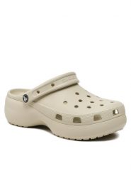 Crocs Klapki Classic Platform Clog W 206750 Beżowy. Brązowe klapki Crocs, bez wzorów, z tworzywa sztucznego, bez obcasa. Za 189.99 zł.