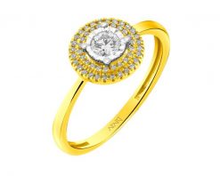 Pierścionek z żółtego i białego złota z diamentami - 0,22 ct - próba 585. Białe pierścionki Apart, z diamentem, złote. Za 3,690.00 zł.