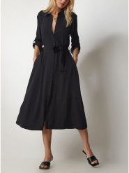 LA Angels Sukienka w kolorze czarnym rozmiar: S. Czarne sukienki LA Angels, na co dzień, s, bez wzorów, z tkaniny, bez kołnierzyka, bez ramiączek, midi, proste. Za 187.52 zł.