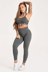 Legginsy fitness damskie Gym Glamour push up 2.0. Szare legginsy GYM GLAMOUR, xs, bez wzorów, z materiału, z obniżonym stanem. Za 169.99 zł.