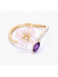 DIAMANTA Złoty pierścionek "Prisca" z diamentami, ametystem i kwarcem różowym rozmiar: 52. Czerwone pierścionki DIAMANTA, z ametystem, złote. Za 1,174.99 zł.