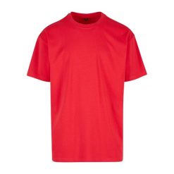 Ponadwymiarowa Koszulka Dla Dorosłych Unisex Heavyweight. Czerwone bluzki BUILD YOUR BRAND, s, bez wzorów, sportowe, bez kołnierzyka, bez ramiączek. Za 80.99 zł.