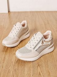 Sixth Sens Sneakersy w kolorze beżowym na koturnie rozmiar: 40. Brązowe trampki Sixth Sens, bez wzorów, bez zapięcia. Za 130.99 zł.