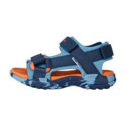 Sandały juniorskie Geox Borealis. Niebieskie sandały Geox, bez wzorów, sportowe, bez obcasa, bez zapięcia. W wyprzedaży za 240.90 zł.