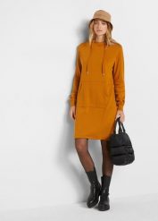 Sukienka dresowa z mieszanki bawełny. Czerwone sukienki bonprix, bez wzorów, z bawełny, bez kołnierzyka, bez ramiączek. Za 124.99 zł.