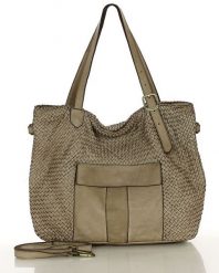 Shopperka skórzana MARCO MAZZINI beżowa v250d. Brązowe shopper bez wzorów, ze skóry, duże, bez dodatków. Za 626.05 zł.